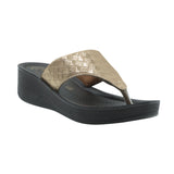 Aerowalk Women Gold Thong Style Sandal with Textured Upper & Slip-on Closure (AT04_GOLD)