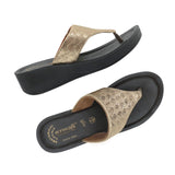 Aerowalk Women Gold Thong Style Sandal with Textured Upper & Slip-on Closure (AT04_GOLD)