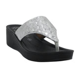Aerowalk Women White Thong Style Sandal with Textured Upper & Slip-on Closure (AT04_WHITE)