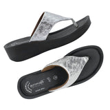 Aerowalk Women White Thong Style Sandal with Textured Upper & Slip-on Closure (AT04_WHITE)
