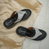 Aerowalk Women White Thong Style Sandal with Textured Upper & Slip-on Closure (AT04_WHITE)