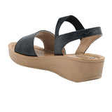 Aerowalk Women Black Sandal with Textured Upper with Back Strap (AT12_BLACK)