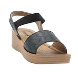 Aerowalk Women Black Sandal with Textured Upper with Back Strap (AT12_BLACK)