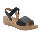 Aerowalk Women Black Sandal with Textured Upper with Back Strap (AT12_BLACK)