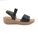 Aerowalk Women Black Sandal with Textured Upper with Back Strap (AT12_BLACK)