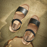 Aerowalk Women Black Sandal with Textured Upper with Back Strap (AT12_BLACK)