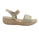 Aerowalk Women Light Gold Sandal with Textured Upper with Back Strap (AT12_LT.GOLD)