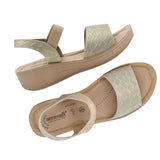 Aerowalk Women Light Gold Sandal with Textured Upper with Back Strap (AT12_LT.GOLD)