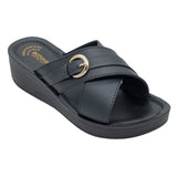 Aerowalk Women Black Open Toe Sandal with Buckle Styling Upper (AT19_BLACK)