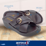 Aerowalk Women Brown Open Toe Sandal with Buckle Styling Upper (AT19_BROWN)