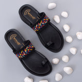 Aerowalk Women Black One Toe Sandal with Stylish Upper & Slip-On Closure (AT20_BLACK)