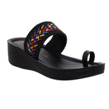 Aerowalk Women Black One Toe Sandal with Stylish Upper & Slip-On Closure (AT20_BLACK)