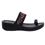 Aerowalk Women Black One Toe Sandal with Stylish Upper & Slip-On Closure (AT20_BLACK)