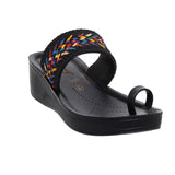 Aerowalk Women Black One Toe Sandal with Stylish Upper & Slip-On Closure (AT20_BLACK)