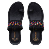 Aerowalk Women Black One Toe Sandal with Stylish Upper & Slip-On Closure (AT20_BLACK)