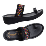 Aerowalk Women Black One Toe Sandal with Stylish Upper & Slip-On Closure (AT20_BLACK)
