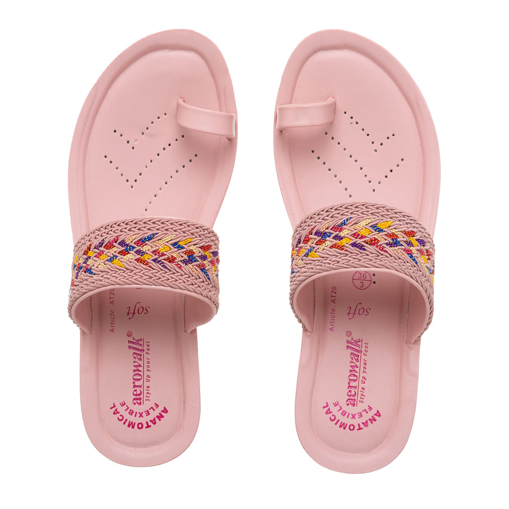 Aerowalk Women Pink One Toe Sandal with Stylish Upper & Slip-On Closure (AT20_PINK)