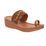 Aerowalk Women Tan One Toe Sandal with Stylish Upper & Slip-On Closure (AT20_TAN)