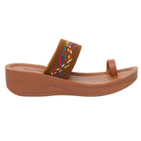 Aerowalk Women Tan One Toe Sandal with Stylish Upper & Slip-On Closure (AT20_TAN)
