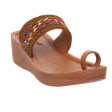 Aerowalk Women Tan One Toe Sandal with Stylish Upper & Slip-On Closure (AT20_TAN)