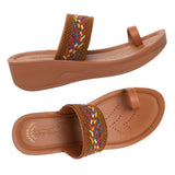 Aerowalk Women Tan One Toe Sandal with Stylish Upper & Slip-On Closure (AT20_TAN)