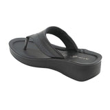 Aerowalk Women Black Thong Style Sandal with Metallic Finish Upper (AT43_BLACK)