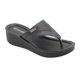 Aerowalk Women Black Thong Style Sandal with Metallic Finish Upper (AT43_BLACK)