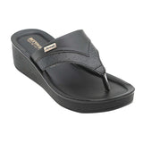 Aerowalk Women Black Thong Style Sandal with Metallic Finish Upper (AT43_BLACK)