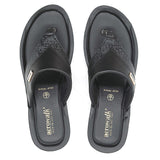 Aerowalk Women Black Thong Style Sandal with Metallic Finish Upper (AT43_BLACK)