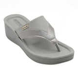 Aerowalk Women Grey Thong Style Sandal with Metallic Finish Upper (AT43_GREY)