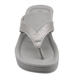 Aerowalk Women Grey Thong Style Sandal with Metallic Finish Upper (AT43_GREY)