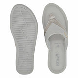 Aerowalk Women Grey Thong Style Sandal with Metallic Finish Upper (AT43_GREY)