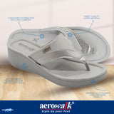 Aerowalk Women Grey Thong Style Sandal with Metallic Finish Upper (AT43_GREY)