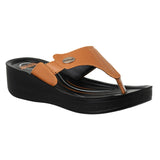 Aerowalk Women Camel Thong Sandal with Brand Name Surface Styling Upper (AT64_CAMEL)