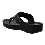 Aerowalk Women Black Slip-on Sandal with Laser-cut Upper (AT68_BLACK)