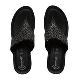 Aerowalk Women Black Slip-on Sandal with Laser-cut Upper (AT68_BLACK)