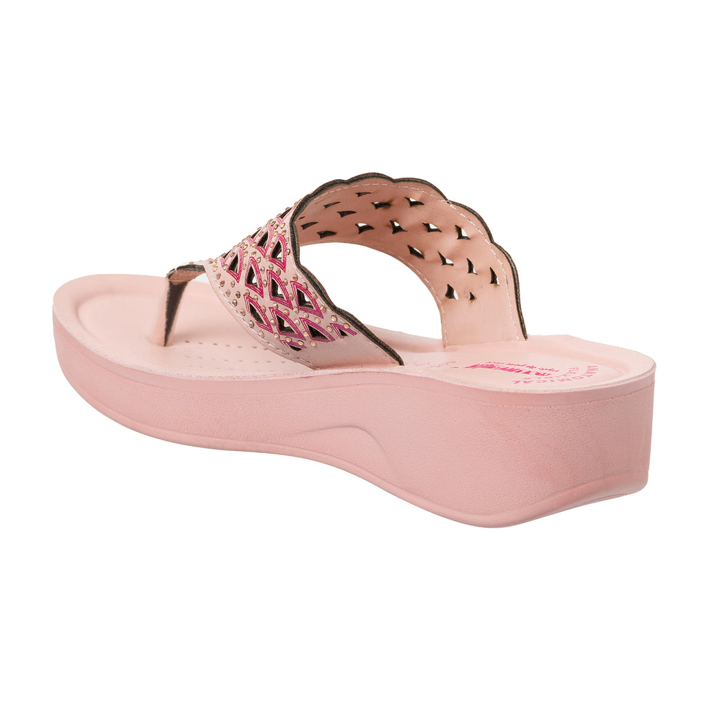Aerowalk Women Nude Pink Laser-cut Sandal  (AT68_NUDE PINK)