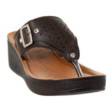 Aerowalk Women Brown Thong Sandal with Buckle Styling and Perforated Upper (AT91_BROWN)