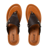 Aerowalk Women Brown Thong Sandal with Buckle Styling and Perforated Upper (AT91_BROWN)