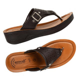 Aerowalk Women Brown Thong Sandal with Buckle Styling and Perforated Upper (AT91_BROWN)