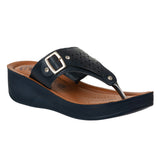 Aerowalk Women Navy Blue Thong Sandal with Buckle Styling and Perforated Upper (AT91_N.BLUE)