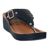 Aerowalk Women Navy Blue Thong Sandal with Buckle Styling and Perforated Upper (AT91_N.BLUE)