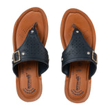Aerowalk Women Navy Blue Thong Sandal with Buckle Styling and Perforated Upper (AT91_N.BLUE)