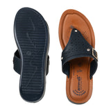 Aerowalk Women Navy Blue Thong Sandal with Buckle Styling and Perforated Upper (AT91_N.BLUE)