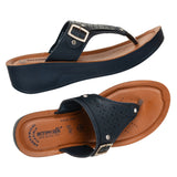 Aerowalk Women Navy Blue Thong Sandal with Buckle Styling and Perforated Upper (AT91_N.BLUE)