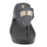 Inblu Women Black Wedges Sandal with Embelished Upper Styling (AX03_BLACK)