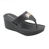 Inblu Women Black Wedges Sandal with Embelished Upper Styling (AX03_BLACK)