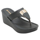 Inblu Women Black Wedges Sandal with Embelished Upper Styling (AX03_BLACK)