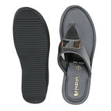 Inblu Women Black Wedges Sandal with Embelished Upper Styling (AX03_BLACK)