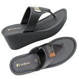 Inblu Women Black Wedges Sandal with Embelished Upper Styling (AX03_BLACK)